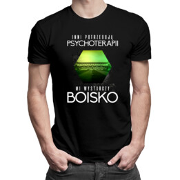 Inni potrzebują psychoterapii, mi wystarczy boisko - męska koszulka z nadrukiem