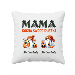 Mama kocha swoje duszki - dwoje dzieci - poduszka na prezent - produkt personalizowany