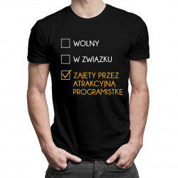Zajęty przez atrakcyjną programistkę - męska koszulka z nadrukiem