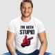 I'm with stupid - męska koszulka na prezent dla fanów deadpool