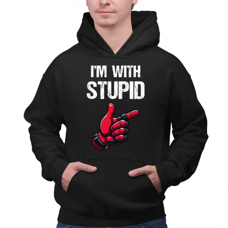 I'm with stupid - męska bluza na prezent dla fanów deadpool