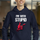 I'm with stupid - męska bluza na prezent dla fanów deadpool