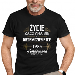 Życie zaczyna się po siedemdziesiątce 1955 Limitowana edycja - męska koszulka na prezent