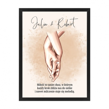 Miłość to taniec dusz - plakat w ramce na prezent dla pary - produkt personalizowany