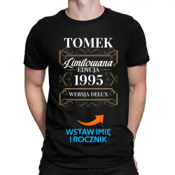 Limitowana edycja: imię + rok urodzenia (wersja delux) - męska koszulka na prezent - produkt personalizowany