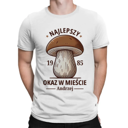 Najlepszy okaz w mieście - imię + rocznik - męska koszulka na prezent - produkt personalizowany