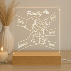 Family - troje dzieci - Lampka led z grawerem - produkt personalizowany