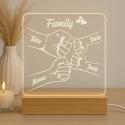 Family - dwoje dzieci - Lampka led z grawerem - produkt personalizowany