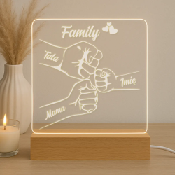 Family - jedno dziecko - Lampka led z grawerem - produkt personalizowany