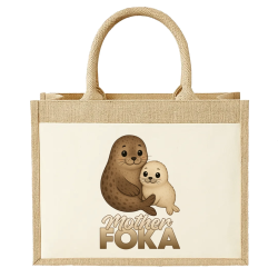 Mother foka - Torba z juty na prezent