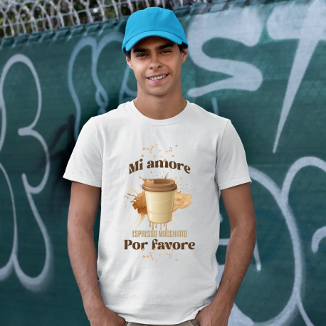 Mi amore espresso macchiato por favore - męska koszulka na prezent
