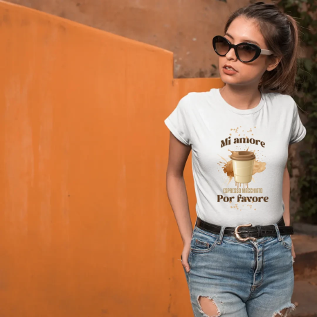 Mi amore espresso macchiato por favore - damska koszulka na prezent