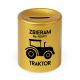 Zbieram na nowy traktor - złota skarbonka z nadrukiem