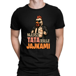 Najlepszy tata dealuje jajkami - męska koszulka na prezent