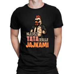 Najlepszy tata dealuje jajkami - męska koszulka na prezent