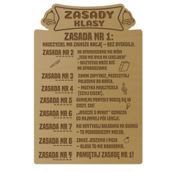 Zasady klasy - drewniana tabliczka z grawerem