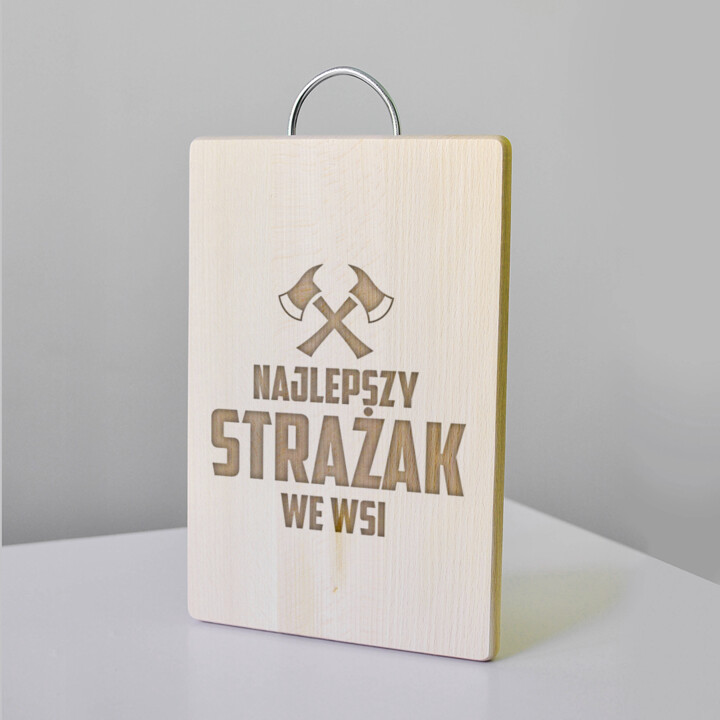 Najlepszy strażak we wsi - drewniana deska z grawerem