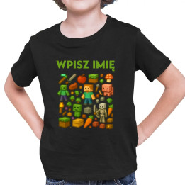 Koszulka z imieniem dla fanów minecraft - dziecięca koszulka na prezent - produkt personalizowany
