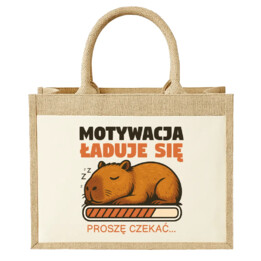 Motywacja ładuje się - proszę czekać - kapibara - Torba z juty na prezent