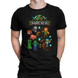 Koszulka imienna dla fanów gry Minecraft - męska koszulka na prezent  - produkt personalizowany