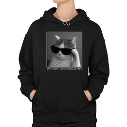 Why are u looking at me? - kot w okularach - damska bluza na prezent