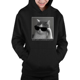 Why are u looking at me? - kot w okularach - dziecięca bluza na prezent