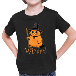 Wizard - kot czarodziej - dziecięca koszulka na prezent