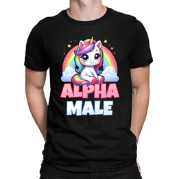 Alpha male - jednorożec z tęczą - męska koszulka na prezent