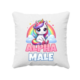 Alpha male - jednorożec z tęczą - poduszka na prezent