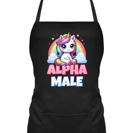 Alpha male - jednorożec z tęczą - fartuch na prezent