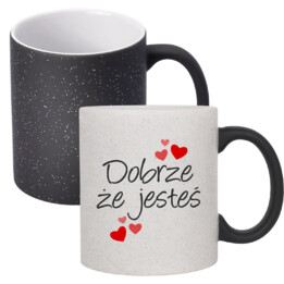 Dobrze, że jesteś - magiczny kubek z brokatem na prezent