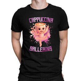 Cappuccina Ballerina Baby - Italian Brainrot - baletnica filiżanka - męska koszulka na prezent