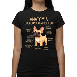 Anatomia buldoga francuskiego - biszkoptowy - damska koszulka na prezent
