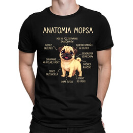 Anatomia mopsa - męska koszulka na prezent