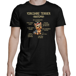 yorkshire terrier - anatomia - męska koszulka na prezent