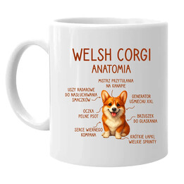 Welsh Corgi  - anatomia - kubek na prezent