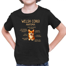 Welsh Corgi  - anatomia - dziecięca koszulka na prezent