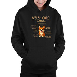 Welsh Corgi  - anatomia - dziecięca bluza na prezent