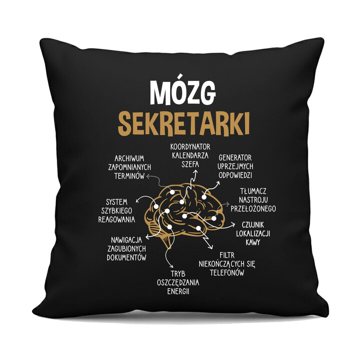 Mózg sekretarki - czarna poduszka na prezent