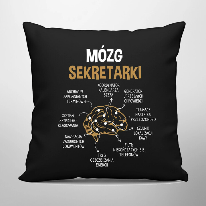 Mózg sekretarki - czarna poduszka na prezent