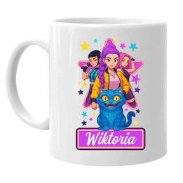 Rumi, Mira i Zoey - Huntrix  - kubek na prezent dla fanów filmu KPop Demon Hunters - produkt personalizowany