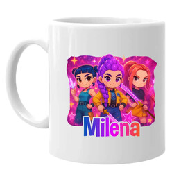 Huntrix z imieniem - kubek na prezent dla fanów filmu KPop Demon Hunters - produkt personalizowany