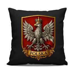 Polska - Orzeł Biały V3 - czarna poduszka na prezent
