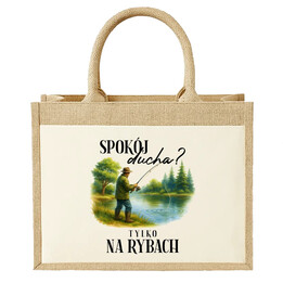 Spokój ducha? Tylko na rybach - Torba z juty na prezent