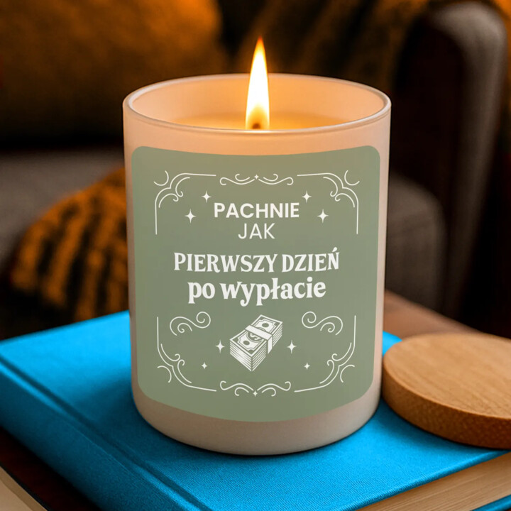 Pachnie jak pierwszy dzień po wypłacie - świeczka zapachowa na prezent