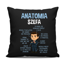 Anatomia szefa - czarna poduszka na prezent