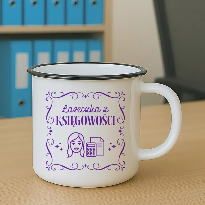 Laseczka z księgowości - kubek emaliowany na prezent