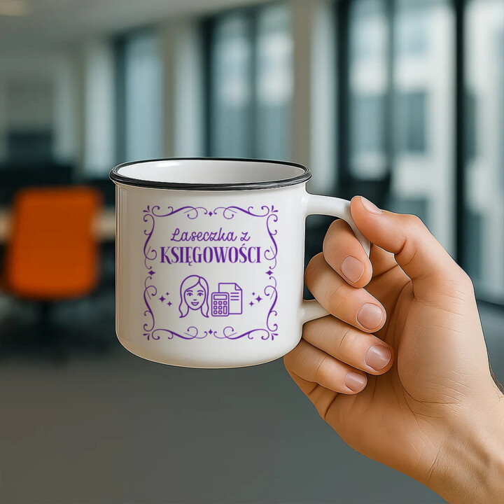 Laseczka z księgowości - kubek emaliowany na prezent
