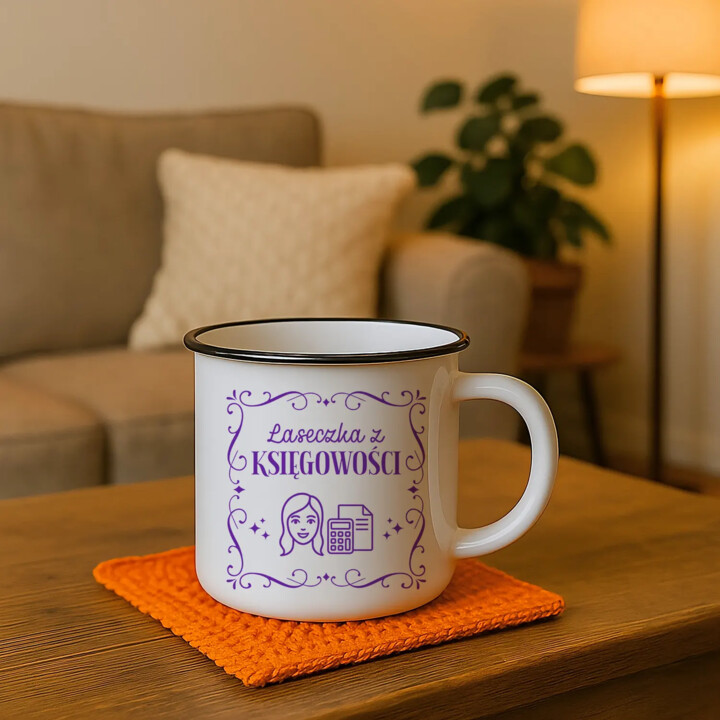 Laseczka z księgowości - kubek emaliowany na prezent