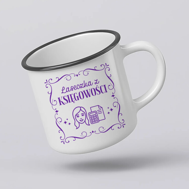 Laseczka z księgowości - kubek emaliowany na prezent